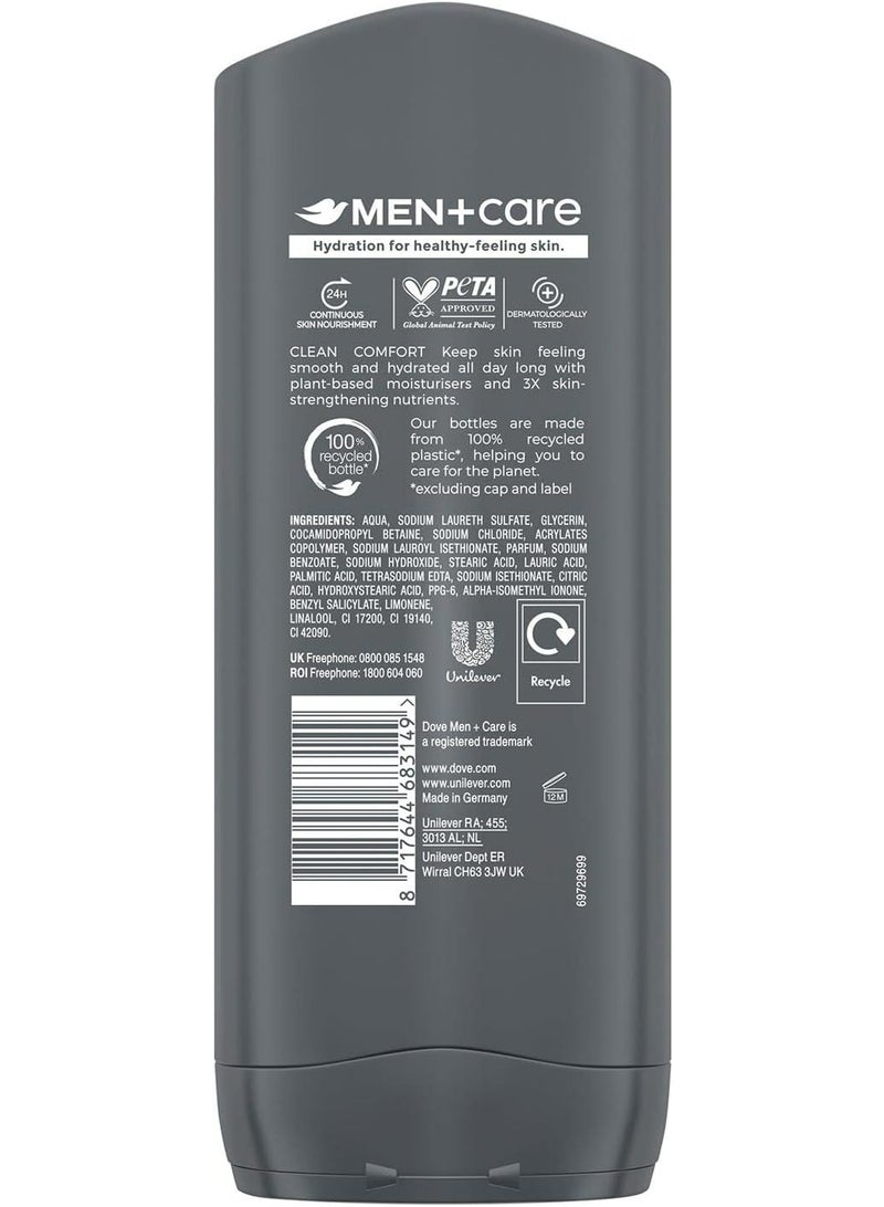 Dove Men+Care Men+Care Hydrating Clean Comfort 3-in-1 Hair Body and Face Wash with Micromoisture 400ml - Image 2